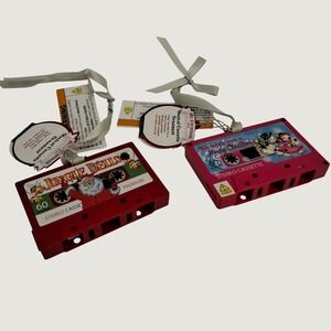 Lot of 2 Mr Christmas Musical Cassette Shaped Ornaments W/Christmas Music
